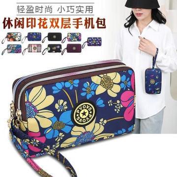 零錢包女長款帆布手拿包簡約三層拉鏈手包女士小包大容量手機包袋