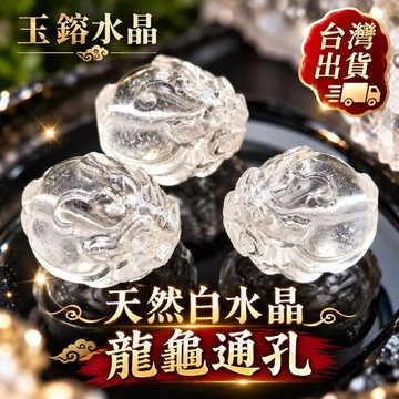 玉鎔水晶-天然白水晶龍龜通孔配件 台灣現貨 白晶龍龜通孔 水晶龍龜通孔配件 白水晶龍龜 白晶龍龜配件 白水晶通孔龍龜