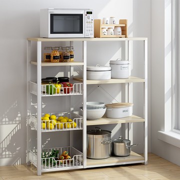 廚房多功能收納置物架落地多層微波爐架子廚房用品家用大全儲物架