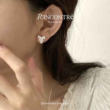 售完不補 【韓國東大門♡蝴蝶結設計珍珠耳環/綜合賣場】 925純銀 淡水珍珠 耳環 Rencontre