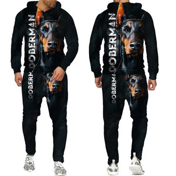 Printed Fashion Hoodie Pants Set Men印花時尚連帽衫長褲套裝男