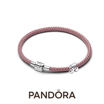 快速出貨【Pandora官方直營】 音符迷你串飾+珠光粉編織手鏈 17.5cm