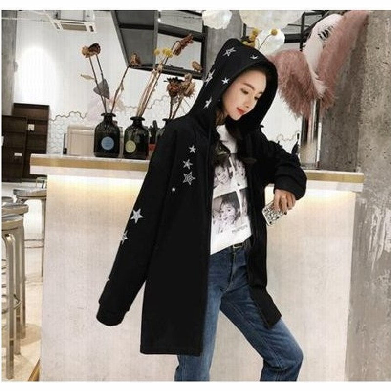トップス レディース ロングパーカー 星 スター ジップアップ 羽織 カジュアル フェミニン 春秋 Good Clothes 通販 Lineポイント最大get Lineショッピング