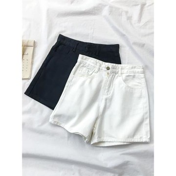 白色高腰女士ins寬松直筒超短褲