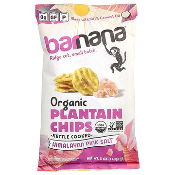 Barnana, 有機大蕉脆片，喜馬拉雅粉鹽，5 盎司（140 克）
