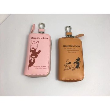 日單卡通PU卡思柏*麗啥鑰匙扣 拉鏈扣包掛件可愛鑰匙包鑰匙套殼包