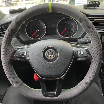 大眾途觀L帕薩特凌度高爾夫8速騰ID.6邁騰專用翻毛皮手縫方向盤套