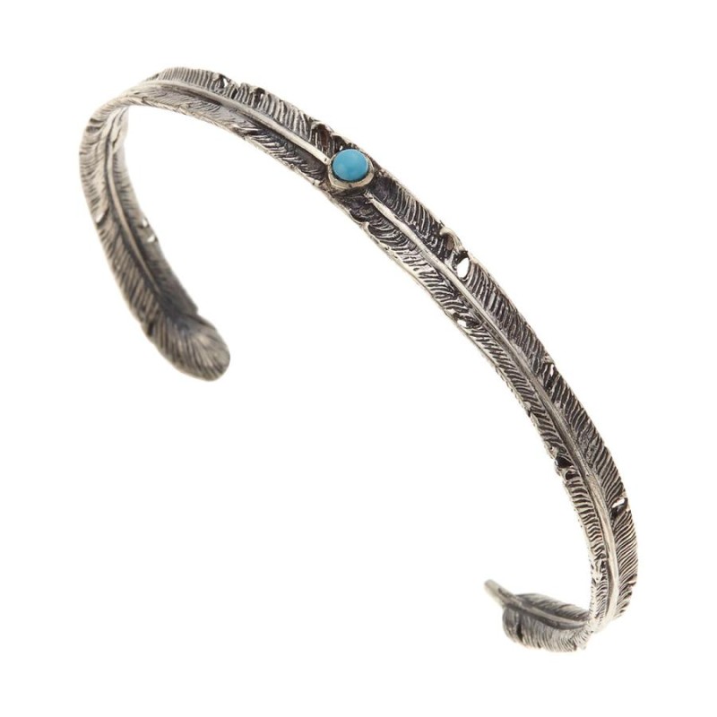 インディアンターコイズ シルバーバングル 彫刻デザイン