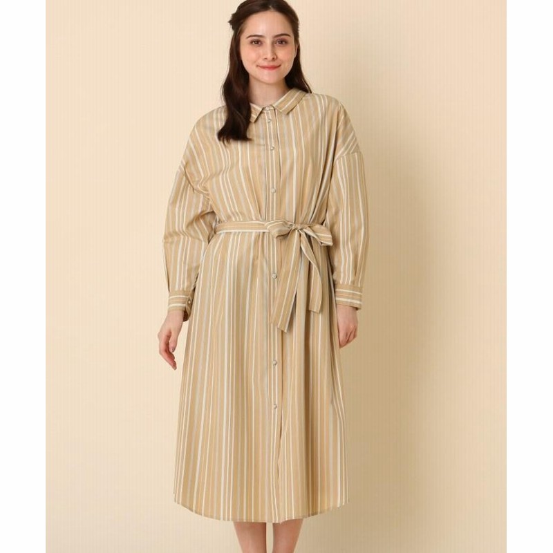 クチュールブローチ 前後2wayストライプシャツワンピース レディース ベージュ 38 M Couture Brooch 通販 Lineポイント最大1 0 Get Lineショッピング