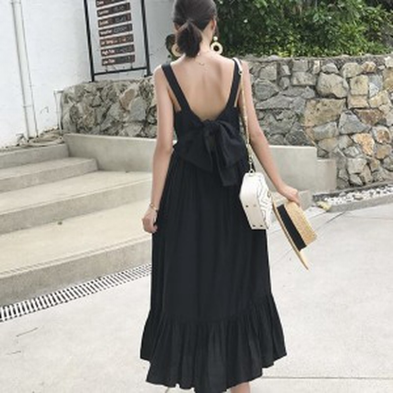 一部即納 夏新作 ロングワンピース 大きいサイズ バックリボン ワンピース ロング丈 リゾート ビーチ レディース 肌見せ 背中開き バッ 通販 Lineポイント最大1 0 Get Lineショッピング