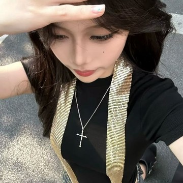 限時特賣🔥 【店鋪熱銷】簡約輕奢基礎款小衆高級設計百搭疊戴十字架鎖骨鏈項鏈配飾品