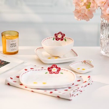 原來是泥小清新可愛小鴨子一人食陶瓷餐具美食早餐盤子碗家用