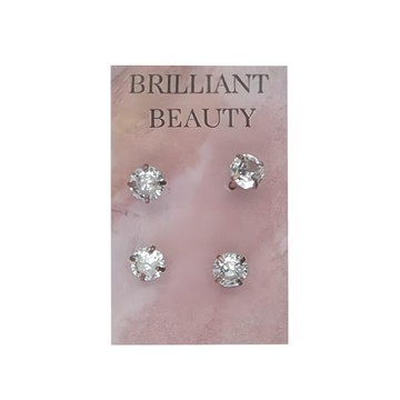 耀眼美人 閃耀玫瑰金色雙鑽50分鈦閃耀耳環  玫瑰金色