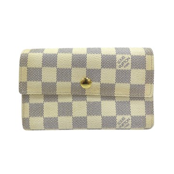 LOUIS VUITTON LV 路易威登 白色 棋盤格 帆布 Alexandra 三折中夾 N63068 【二手名牌BRAND OFF】