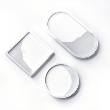 白灰漸層系列 | 水泥底盤三件組 方形/圓形/橢圓形 飾品盤