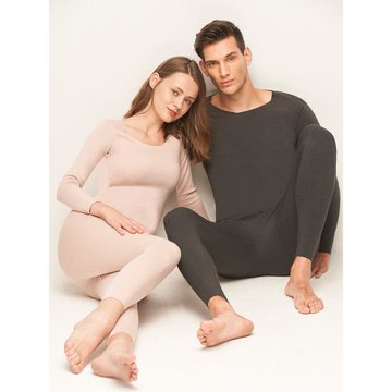 德絨情侶無痕保暖內衣男女士秋衣秋褲修身套裝打底衫薄加絨黑科技