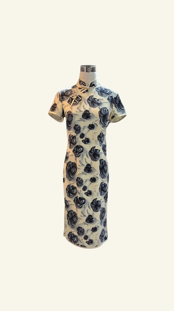 VINTAGE 悅裳 新式改良復古旗袍 墨玫芳華短旗袍 連身裙