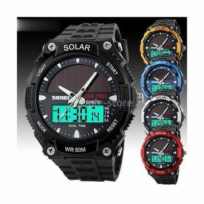 Skmei 腕時計 メンズ 時計 ソーラー 防水 クオーツ デジタル アナログ Fashion腕時計 ラウンド シンプルカジュアル ビジュアル 通販 Lineポイント最大get Lineショッピング