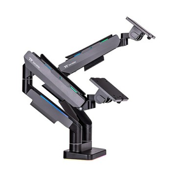 【獨家！最高10%回饋】Thermaltake 曜越 RGB螢幕支架-夾桌型 雙螢幕/GEA-MSR-DMSBLK-01