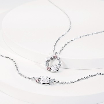 【STORY故事銀飾】Sanrio學院Mix系列-HelloKitty凱蒂貓晶鑽純銀項鍊