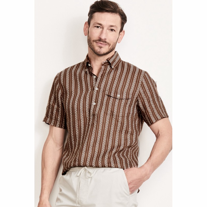 メンズ リネン プルオーバー シャツ 半袖 通販 Lineポイント最大5 0 Get Lineショッピング