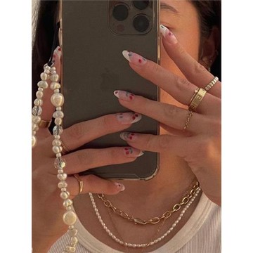 肯豆stringting同款roses常用仿珍珠愛心個性手腕防丟手機鏈掛繩