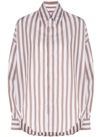 Fortela - Amy striped cotton shirt - women - Cotton - 44 - Brown
