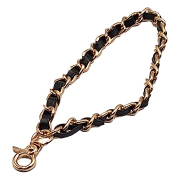 Timo 小香風 多功能皮革金屬短鍊 iPhone 手提掛鏈組  黑色  1條