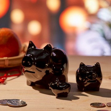 招財金豬 捌 亮鎳黑