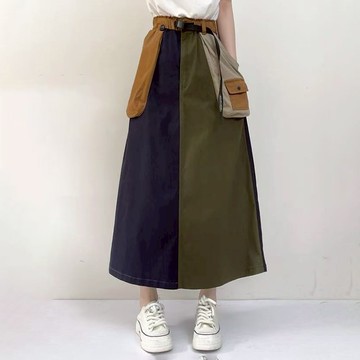 拼接設計工裝風長裙774371