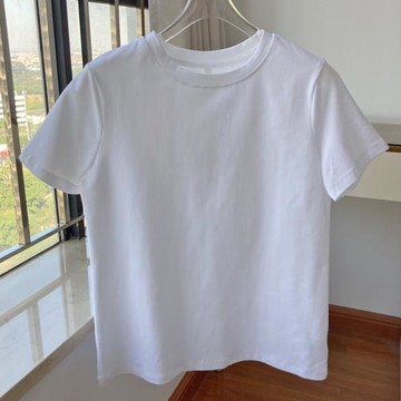 透氣柔軟磨毛白T恤女打底短袖圓領寬松休閑簡約百搭T恤上衣夏季