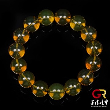 【正佳珠寶】琥珀藍珀 頂級全淨體 14mm 琥珀藍珀手珠｜日本彈力繩
