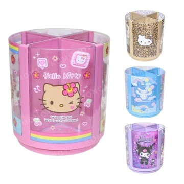 小禮堂 Sanrio 三麗鷗 可旋轉四格塑膠筆筒 Kitty 酷洛米 大耳狗
