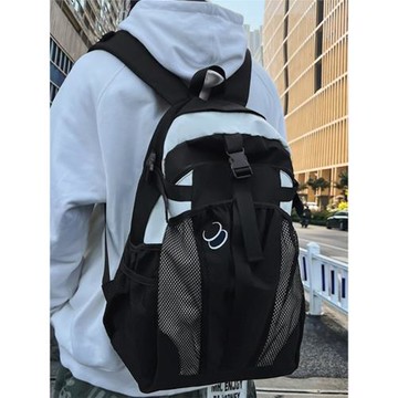 美式街頭休閑雙肩包男潮百搭工裝復古中性旅行背包大容量學生書包