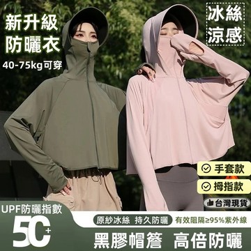🔥12h出貨🔥防曬衣女🔥冰絲防曬外套 抗UV 速幹防曬衣 防曬外套 黑膠帽檐 防紫外線 透氣遮陽 涼感 戶外騎行防曬衣