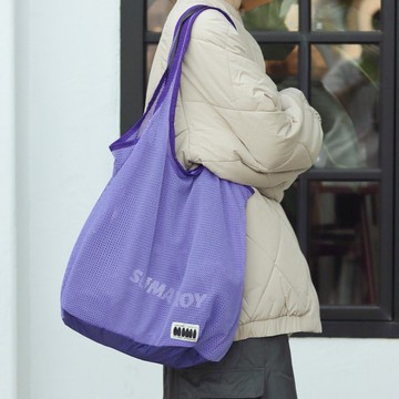 方便系列 秋冬手提袋 兩用單肩斜挎包 輕便網格通勤托特包 琉璃紫