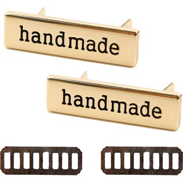 Knitt 手工金屬標籤 + 墊圈組  2組  金子