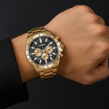 【Citizen 星辰】AN8233-51E 三眼計時 日期顯示 夜光 不鏽鋼 男款 手錶