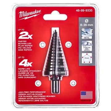 Milwaukee 美沃奇 台灣公司貨 階梯鑽頭 48-89-9335 10 x 92 x 6-35mm 紅黑色  1個