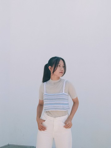 鹽系少女 手工編織橫紋背心
