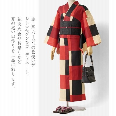 浴衣　幾何学・チェック模様　ブラック　アイボリー　帯あり 浴衣 幾何学・チェック模様 ブラック アイボリー 帯あり - メルカリ