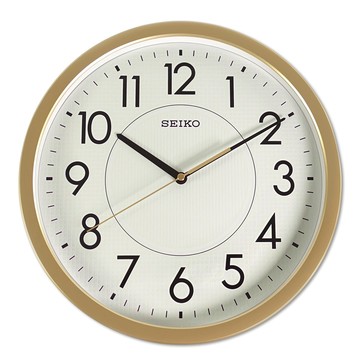 SEIKO 精工 / 36cm 數字刻度 夜光 滑動式秒針 靜音掛鐘 - 淺黃x霧金色框 ＃QXA629G/SK048