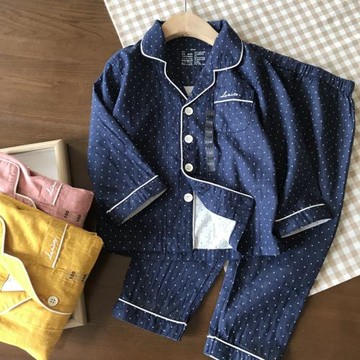 加密3層紗。日式無側縫。100-160男童寶寶紗布睡衣套裝 家居服