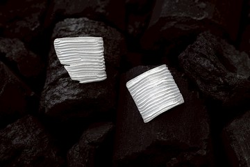 Calligraphy 墨摺 行縱耳環 Silver Earrings- Le nuage