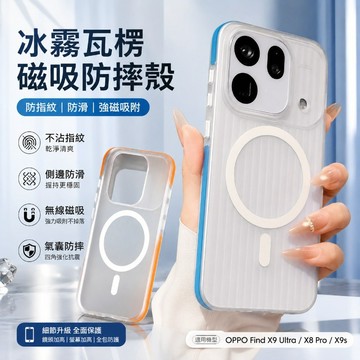 冰霧瓦楞磁吸手機殼 防指紋防滑 防摔保護 適用 OPPO Find X9 Ultra X8 Pro X9s 全包防摔