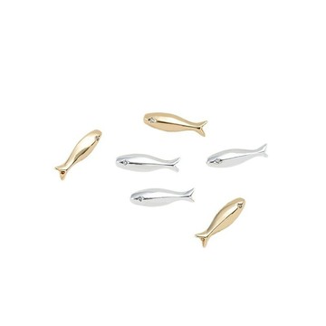 Ala---强保色14K包金厚鋯石小魚隔珠學生錦鋰上岸桶珠diy手作串珠配件