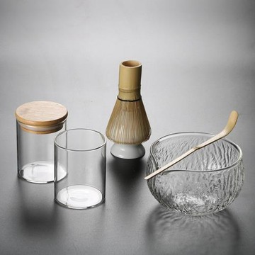 日式玻璃錘紋耐高溫茶筅抹茶刷抹茶拿鐵沖泡工具分茶器茶具套裝