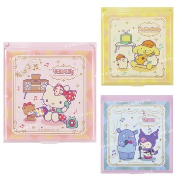 小禮堂 Sanrio 三麗鷗 隨身小方鏡 (菱格紋款) Kitty 酷洛米 布丁狗