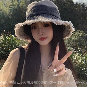 ✨可開發票🎇日係複古牛仔漁夫帽子女夏大頭圍水桶盆帽做舊遮陽防曬顯臉小帽子