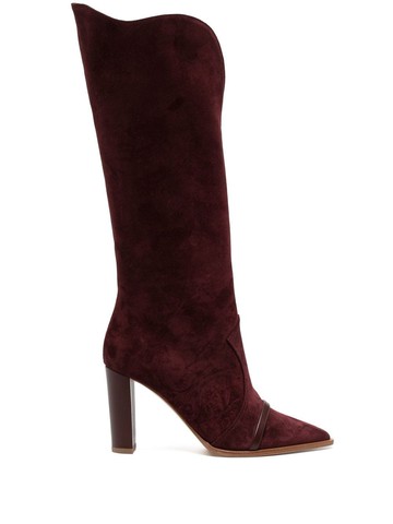 Malone Souliers - Claude 85mm pointed-toe boots - women - Nappa Leather/Suede/Calf Leather/Calf Leather - 36 - Red